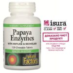 Храносмилане - Папая Eнзими с Амилаза и Бромелаин, 120 дъвчащи таблетки